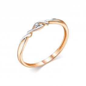 Золотое кольцо АЛЬКОР 13804-100 с бриллиантом 13804-100 фото