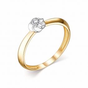 Кольцо из лимонного золота АЛЬКОР 13811-300 с бриллиантом 13811-300 фото