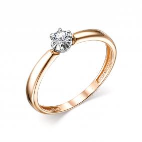 Золотое кольцо АЛЬКОР 13821-100 с бриллиантом 13821-100 фото