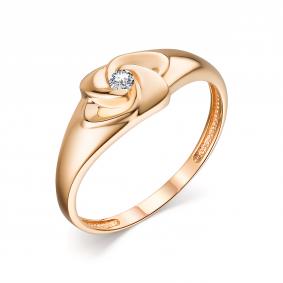 Золотое кольцо АЛЬКОР 13855-100 с бриллиантом 13855-100 фото