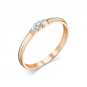 Золотое кольцо АЛЬКОР 13856-100 с бриллиантом 13856-100 фото