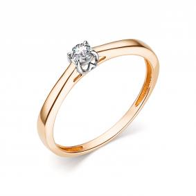 Золотое кольцо АЛЬКОР 13863-100 с бриллиантом 13863-100 фото