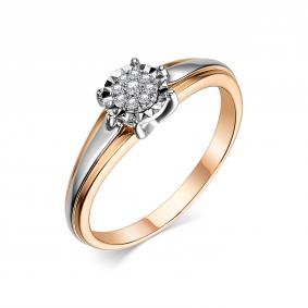 Золотое кольцо АЛЬКОР 13872-100 с бриллиантом 13872-100 фото