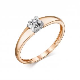 Золотое кольцо АЛЬКОР 13873-100 с бриллиантом 13873-100 фото