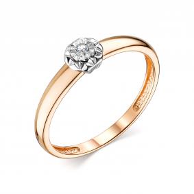 Золотое кольцо АЛЬКОР 13881-100 с бриллиантом 13881-100 фото