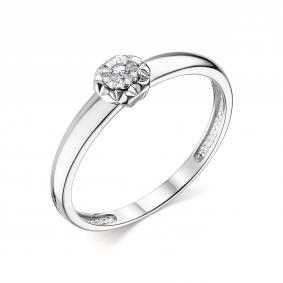 Кольцо из белого золота АЛЬКОР 13881-200 с бриллиантом 13881-200 фото