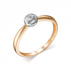 Золотое кольцо АЛЬКОР 13884-100 с бриллиантом 13884-100 фото