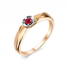 Золотое кольцо АЛЬКОР 13886-103 с рубином 13886-103 фото