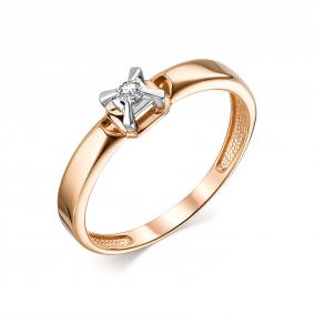 Золотое кольцо АЛЬКОР 13889-100 с бриллиантом 13889-100 фото