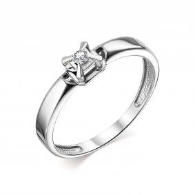 Кольцо из белого золота АЛЬКОР 13889-200 с бриллиантом 13889-200 фото