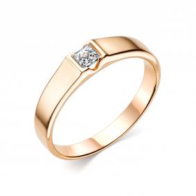 Золотое кольцо АЛЬКОР 13899-100 с бриллиантом 13899-100 фото