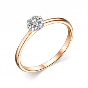 Золотое кольцо АЛЬКОР 13905-100 с бриллиантом 13905-100 фото