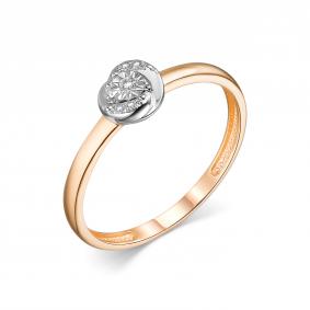 Золотое кольцо АЛЬКОР 13907-100 с бриллиантом 13907-100 фото