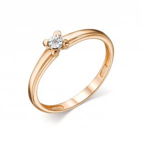 Золотое кольцо АЛЬКОР 13922-100 с бриллиантом 13922-100 фото