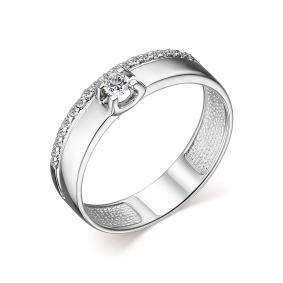 Кольцо из белого золота АЛЬКОР 13923-200 с бриллиантом 13923-200 фото