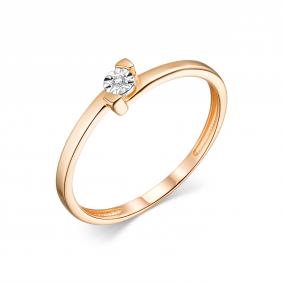 Золотое кольцо АЛЬКОР 13924-100 с бриллиантом 13924-100 фото