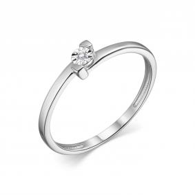 Кольцо из белого золота АЛЬКОР 13924-200 с бриллиантом 13924-200 фото