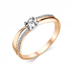 Золотое кольцо АЛЬКОР 13928-100 с бриллиантом 13928-100 фото