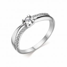 Кольцо из белого золота АЛЬКОР 13928-200 с бриллиантом 13928-200 фото