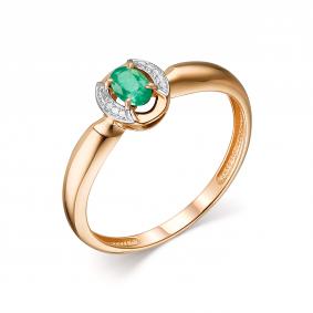 Золотое кольцо АЛЬКОР 13932-101 с изумрудом 13932-101 фото