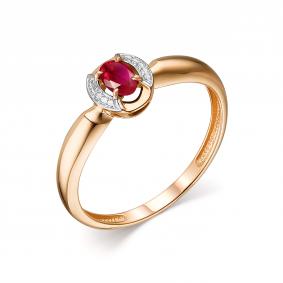 Золотое кольцо АЛЬКОР 13932-103 с рубином 13932-103 фото