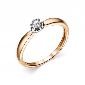 Золотое кольцо АЛЬКОР 13938-100 с бриллиантом 13938-100 фото