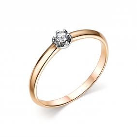 Золотое кольцо АЛЬКОР 13940-100 с бриллиантом 13940-100 фото
