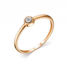 Золотое кольцо АЛЬКОР 13982-100 с бриллиантом 13982-100 фото