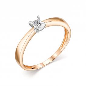 Золотое кольцо АЛЬКОР 13995-100 с бриллиантом 13995-100 фото