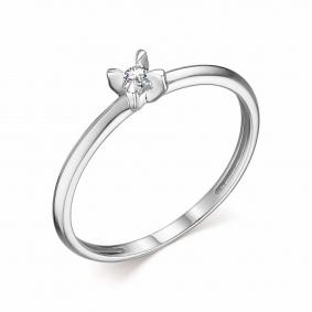 Кольцо из белого золота АЛЬКОР 13998-200 с бриллиантом 13998-200 фото