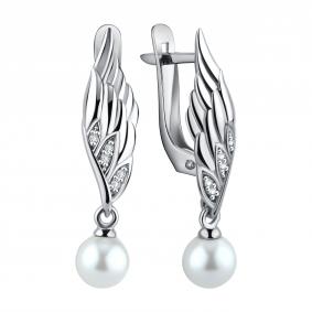 Серебряные серьги TALANT 14-72-0011-15632 с фианитом и жемчугом 14-72-0011-15632 фото