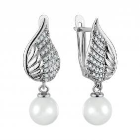 Серебряные серьги TALANT 14-72-0011-15637 с фианитом и жемчугом 14-72-0011-15637 фото