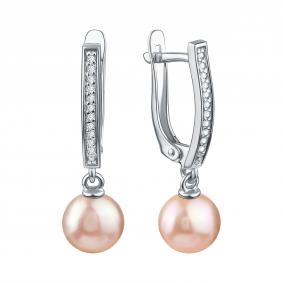 Серебряные серьги TALANT 14-72-0031-15222 с фианитом и жемчугом 14-72-0031-15222 фото