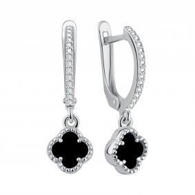 Серебряные серьги TALANT 14-72-0801-15044 с фианитом и ониксом 14-72-0801-15044 фото