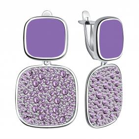 Серебряные серьги TALANT 14-7B-0006-17259 с фианитом и аметистом 14-7B-0006-17259 фото