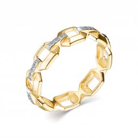 Кольцо из лимонного золота АЛЬКОР 14013-300 с бриллиантом 14013-300 фото