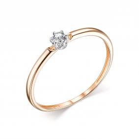 Золотое помолвочное кольцо АЛЬКОР с бриллиантом 14038-100 14038-100 фото