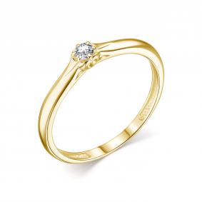 Золотое помолвочное кольцо АЛЬКОР с бриллиантом 14041-100 14041-100 фото