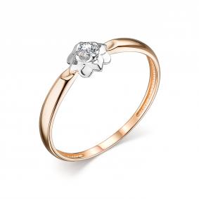 Золотое кольцо АЛЬКОР 14046-100 с бриллиантом 14046-100 фото