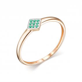 Золотое кольцо АЛЬКОР 14053-101 с изумрудом 14053-101 фото