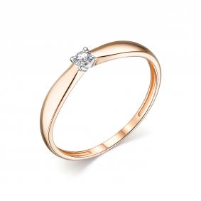 Золотое кольцо АЛЬКОР 14055-100 с бриллиантом 14055-100 фото
