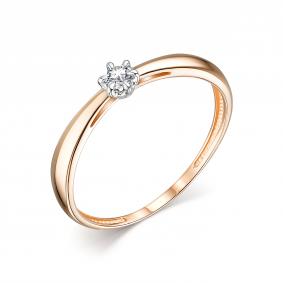 Золотое кольцо АЛЬКОР 14056-100 с бриллиантом 14056-100 фото
