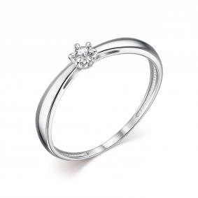 Кольцо из белого золота АЛЬКОР 14056-200 с бриллиантом 14056-200 фото