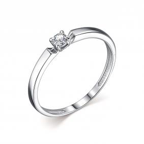 Кольцо из белого золота АЛЬКОР 14060-200 с бриллиантом 14060-200 фото