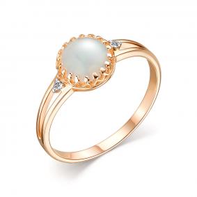 Золотое кольцо АЛЬКОР 14080-137 с бриллиантом и опалом 14080-137 фото