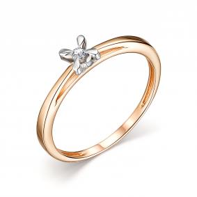 Золотое кольцо АЛЬКОР 14190-100 с бриллиантом 14190-100 фото