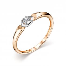 Золотое кольцо АЛЬКОР 14192-100 с бриллиантом 14192-100 фото