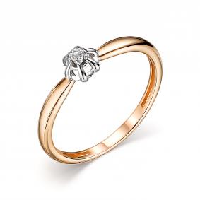 Золотое кольцо АЛЬКОР 14193-100 с бриллиантом 14193-100 фото