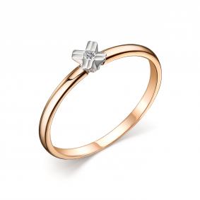 Золотое кольцо АЛЬКОР 14194-100 с бриллиантом 14194-100 фото