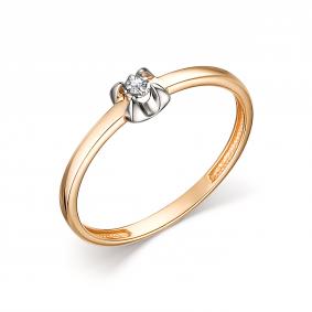 Золотое кольцо АЛЬКОР 14249-100 с бриллиантом 14249-100 фото